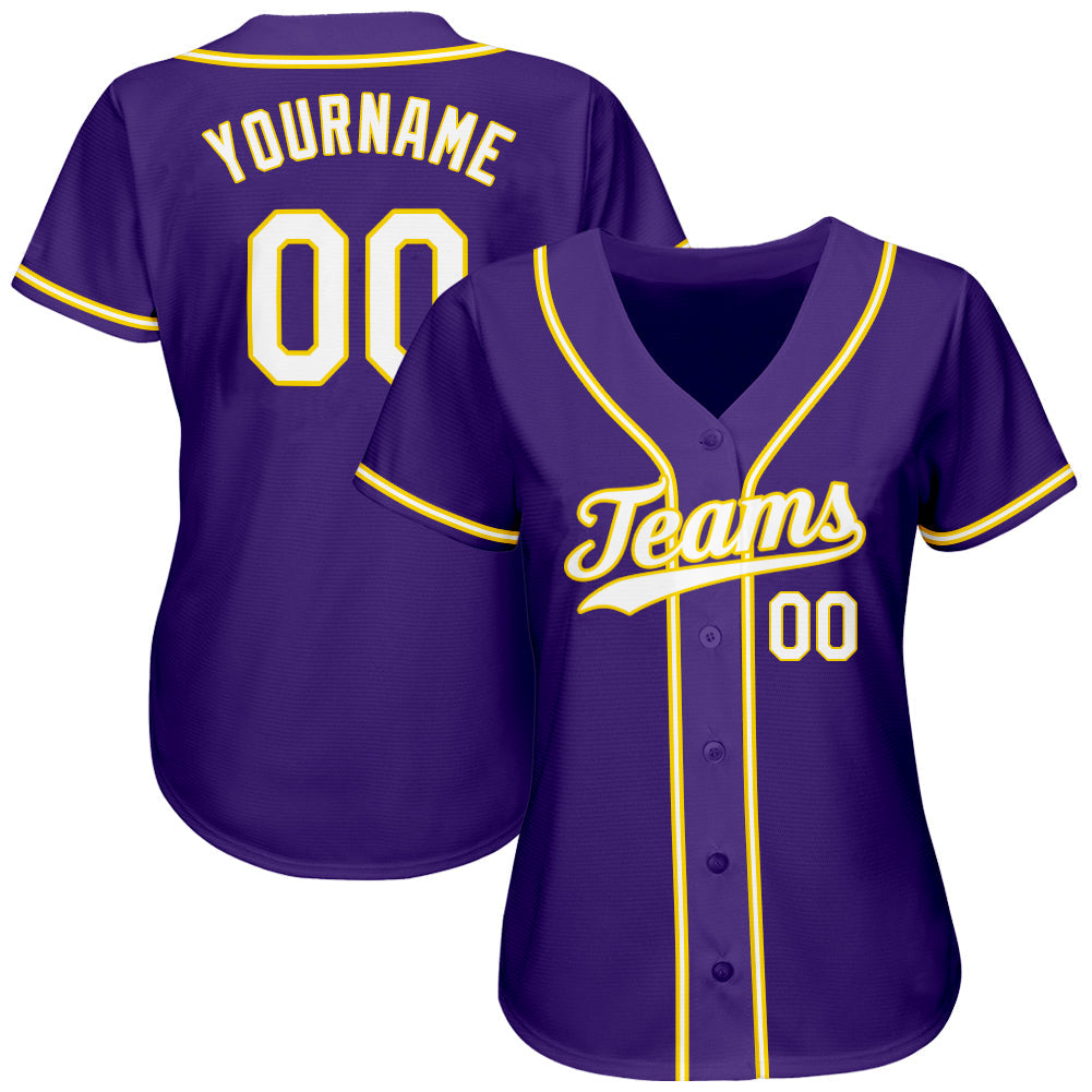 Custom Purple White-Gold Authentic Baseball Jersey - Owls Matrix LTD