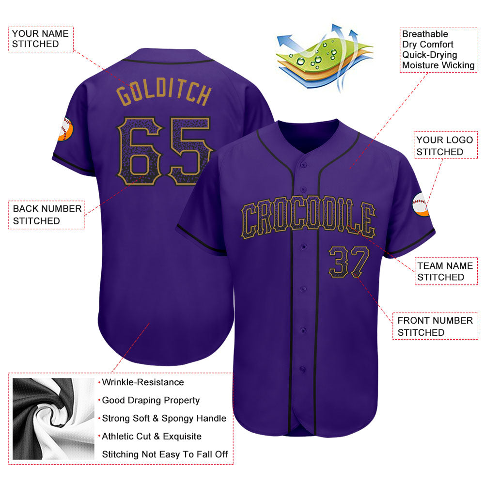 Custom Purple Purple-Old Gold Authentic Drift Fashion Baseball Jersey - Owls Matrix LTD