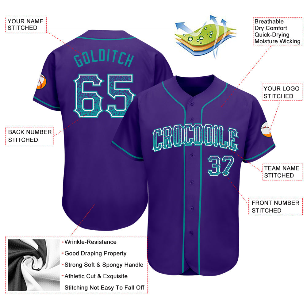 Custom Purple Aqua-White Authentic Drift Fashion Baseball Jersey - Owls Matrix LTD