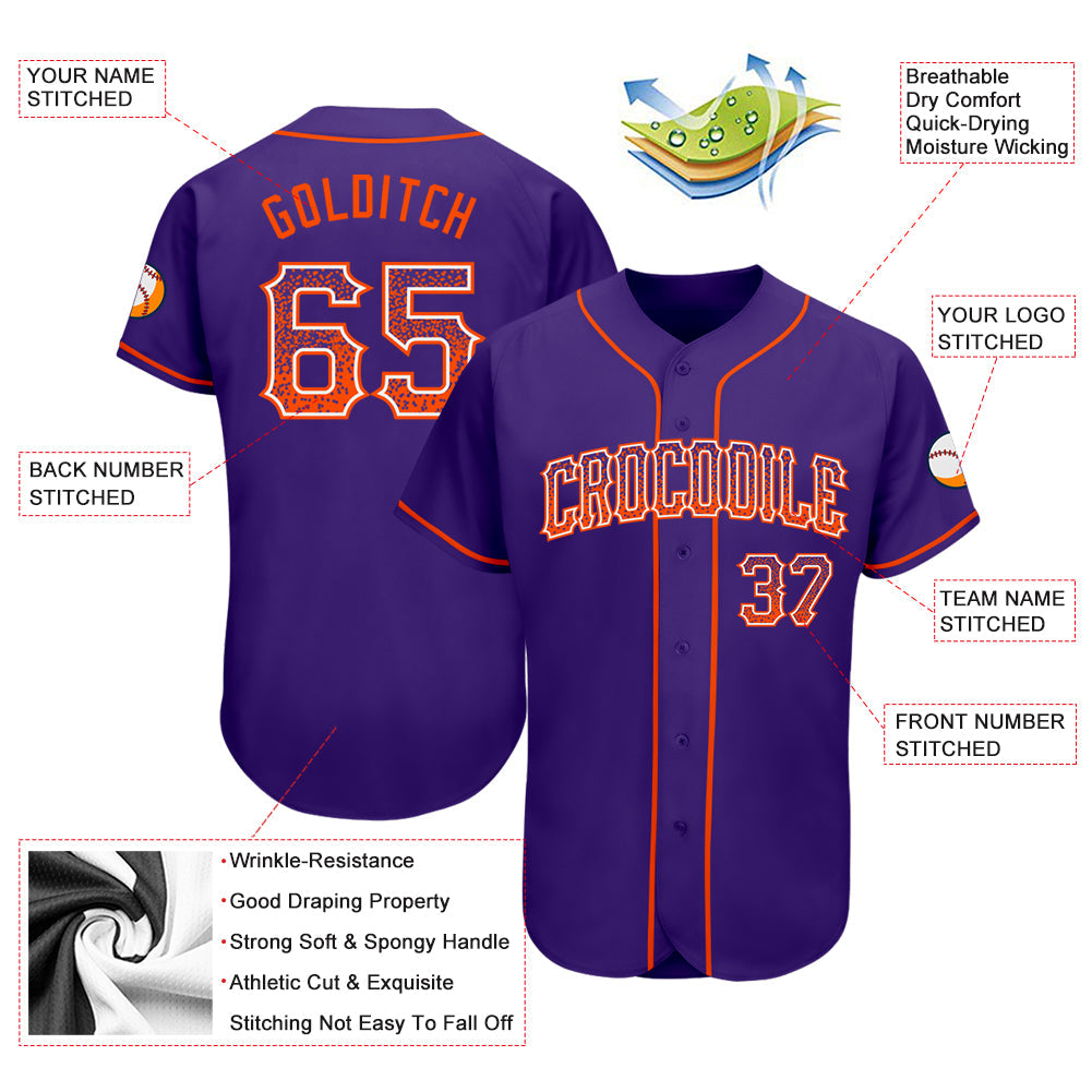 Custom Purple Orange-White Authentic Drift Fashion Baseball Jersey - Owls Matrix LTD