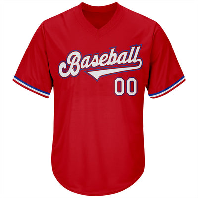 Custom Red White-Royal Authentic Throwback Rib-Knit Baseball Jersey Shirt - Owls Matrix LTD