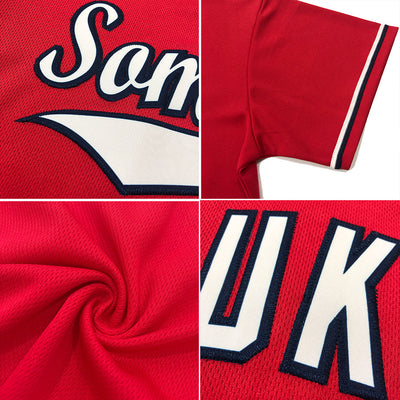 Custom Red White-Black Authentic Throwback Rib-Knit Baseball Jersey Shirt - Owls Matrix LTD
