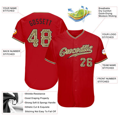 Custom Red Camo-Black Authentic Baseball Jersey - Owls Matrix LTD