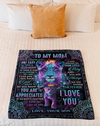 Lion You Will Always Be My Loving Mother Your Little Boy - Flannel Blanket - Owls Matrix LTD