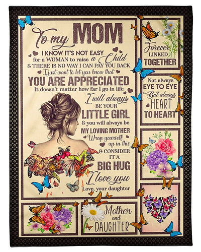 Butterfly To My Mom You Will Always Be My Loving Mom - Flannel Blanket - Owls Matrix LTD
