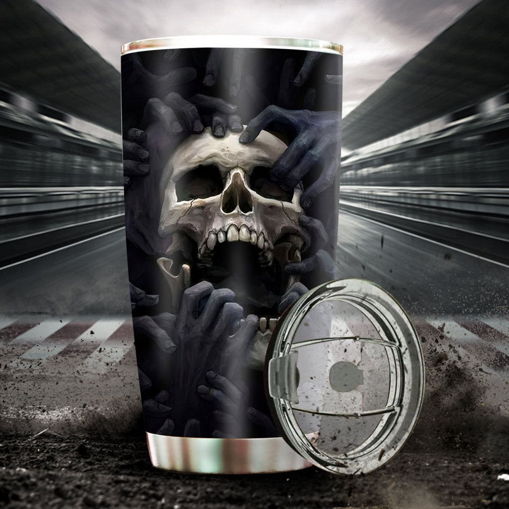 Skull Black Skull Cool Strong Amazing - Tumbler - Owls Matrix LTD