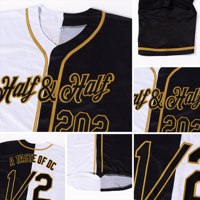 Custom White-Black Old Gold Authentic Split Fashion Baseball Jersey - Owls Matrix LTD