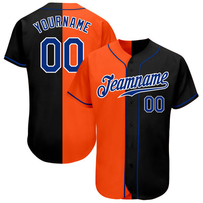 Custom Black Royal-Orange Authentic Split Fashion Baseball Jersey - Owls Matrix LTD
