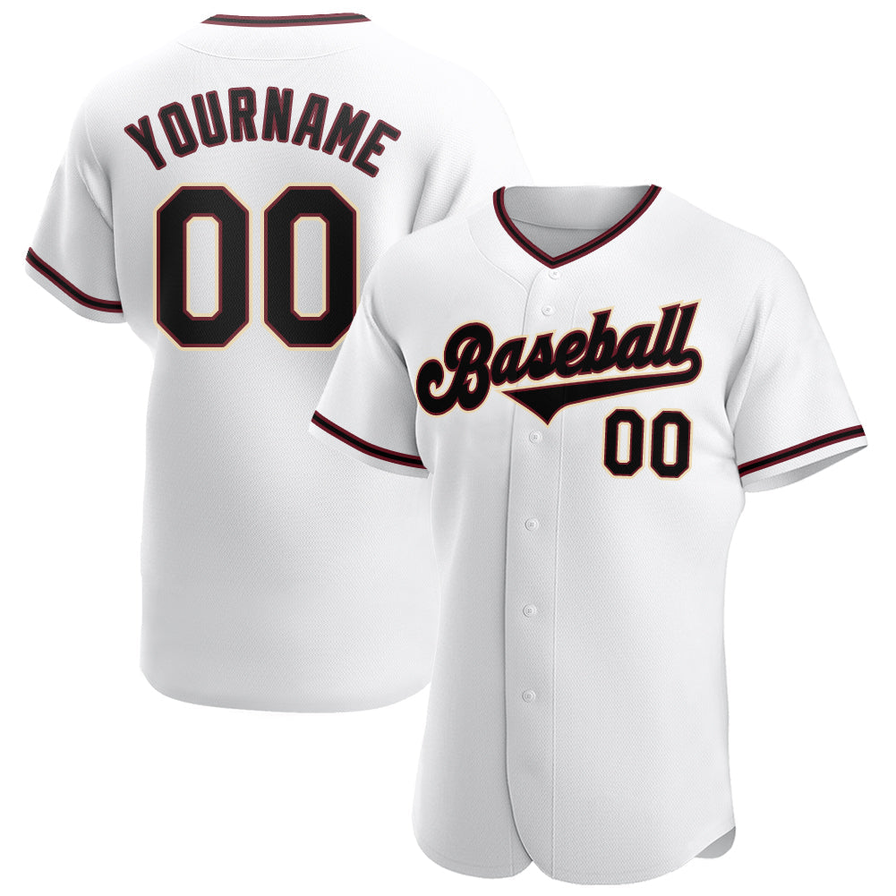 Custom White Black-Crimson Authentic Baseball Jersey - Owls Matrix LTD